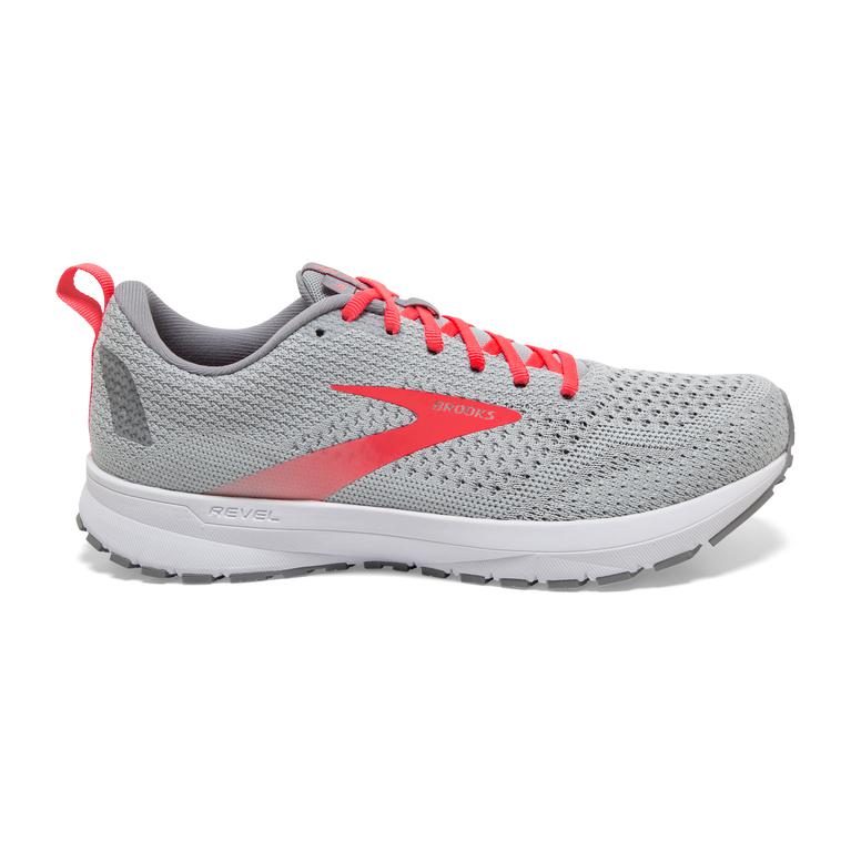 Brooks Revel 4 Women's Road Running Shoes - Oyster/Alloy/Fiery Coral (42789-GMKJ)